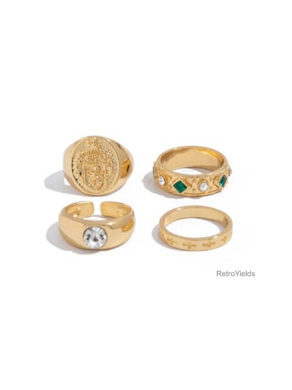 Hammered Stackable Knuckle Rings Set Geometric Statement Ring Pack - Picture 6 of 6